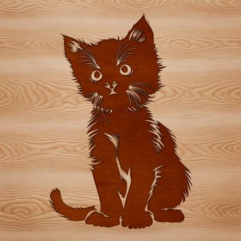 Cute cartoon kitten sitting on a background.
