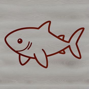 A cartoon illustration of a friendly shark swimming in the ocean.