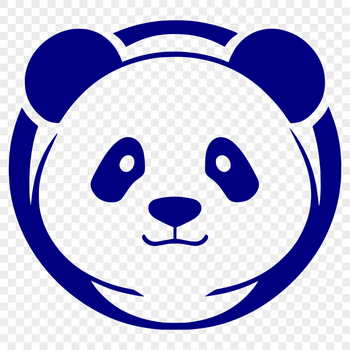 A vector graphic image of a panda featuring simple lines and shapes, suitable for digital use.