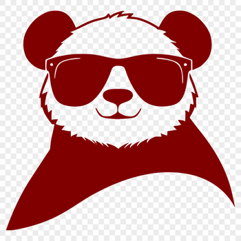 A cute black and white panda wearing trendy sunglasses, depicted as a high-quality vector graphic.