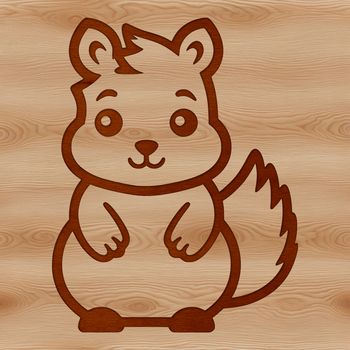 A simple line drawing illustration of a cute squirrel in black outline.