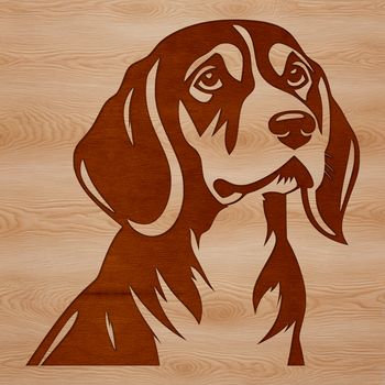 A realistic illustration of a Beagle's head with distinctive features.