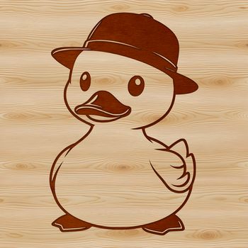 A stylized digital illustration of a duck wearing a hat, created as vector art.