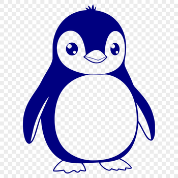 A black and white penguin illustration in vector format.