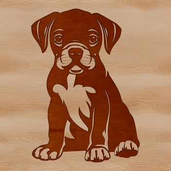 A playful Boxer dog sitting on its haunches with a happy expression, suitable for various uses in design and art projects.