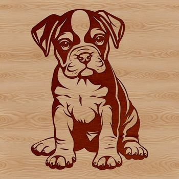 A sitting dog breed, specifically a Boxer, depicted in vector format for easy editing and customization.
