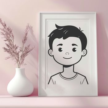 A simple illustration of a young boy in everyday attire.