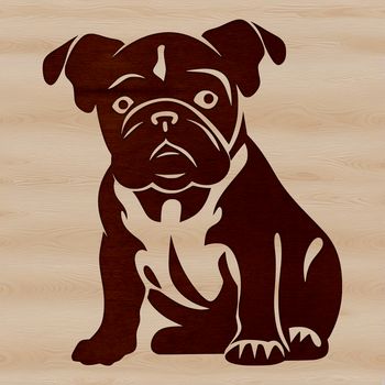 A sitting bulldog with wrinkled skin and a flat face, suitable for vector art design.