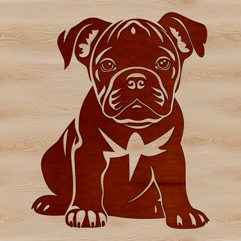 A cartoon-style illustration of a bulldog sitting on its haunches, suitable for personal or commercial vector art designs.