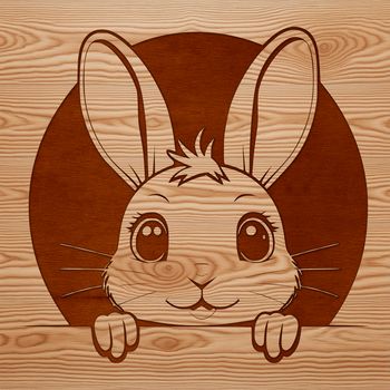 A simple illustration of a rabbit's head, suitable for vector graphics design.