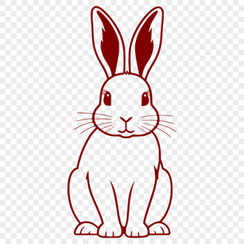A full-body illustration of a sitting rabbit in a simple design style, suitable for vector art applications.