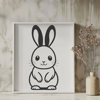 A simple illustration of a rabbit in a sitting position, suitable for vector design and graphics.