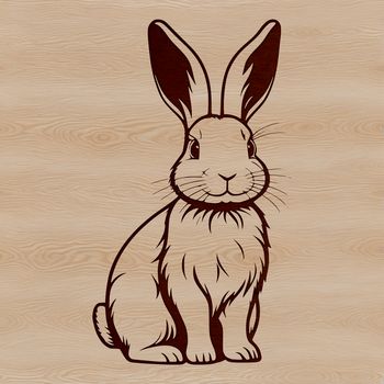 An illustration of a sitting rabbit in a playful pose.