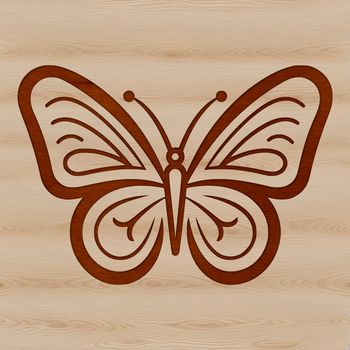 A simple line drawing illustration of a cute butterfly with colorful wings.
