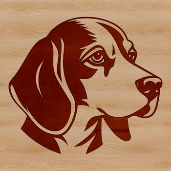 Close-up depiction of a dog breed known as the Beagle, suitable for graphic design projects.
