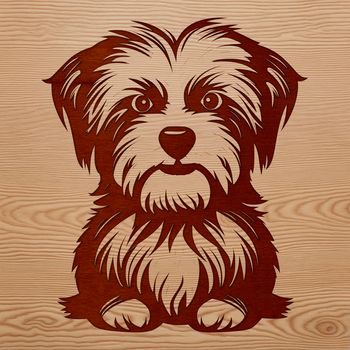 A small dog breed, the Morkie, is depicted in this vector graphic sitting on its haunches.