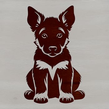A sitting German Shepherd dog in a vector design format.