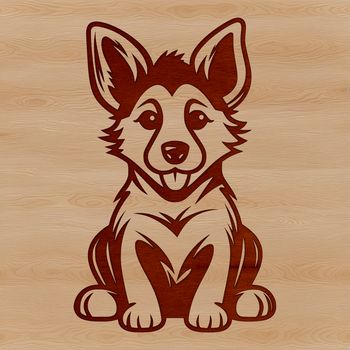 A detailed illustration of a sitting German shepherd dog.