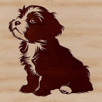 A portrait illustration of a Havanese dog sitting on its hind legs.