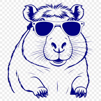 A capybara wears stylish sunglasses in a digital vector illustration.