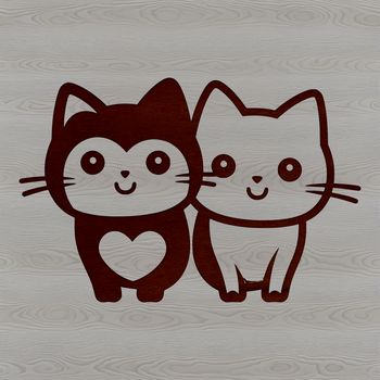 A cartoon cat sitting on the ground with love hearts surrounding it, suitable for personal or commercial vector art designs.