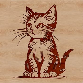 A small domestic cat sitting on its haunches, depicted in vector format for easy editing.