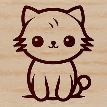 A cartoon cat sitting with its front paws tucked in.