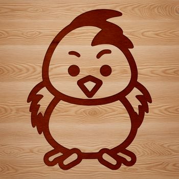 A simple line drawing of a cute chicken farm animal in various poses.