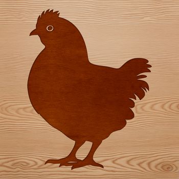 A cute illustration of a single chicken standing on the farm.