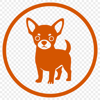 A small breed dog, specifically a Chihuahua, illustrated in simple line art style.