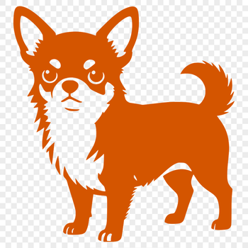 A small breed dog, specifically a Chihuahua, depicted in a simple vector silhouette.