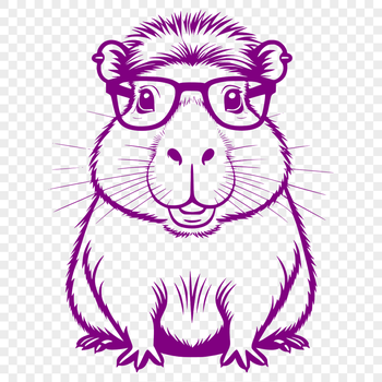 A digital illustration of a capybara wearing glasses, suitable for vector design and cutting machine projects.