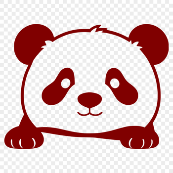 Close-up illustration of a panda's face peeking from behind bamboo.