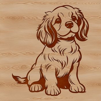 A portrait illustration of a friendly Cocker Spaniel sitting on its hind legs.