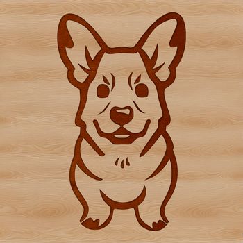 A vector illustration of a standing Corgi dog with simple lines and colors.