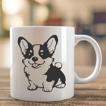 A sitting dog breed, specifically a Corgi, depicted as a vector graphic.