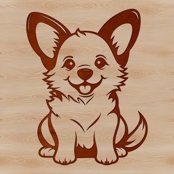 A small breed dog sitting on its hind legs, illustration in vector format.