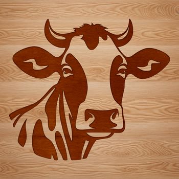 A graphic representation of a cow's head with detailed features.