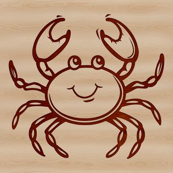 A cartoon-style illustration of a crab in vector format.
