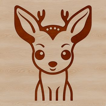 A close-up illustration of a deer's head, featuring a doe with realistic features.