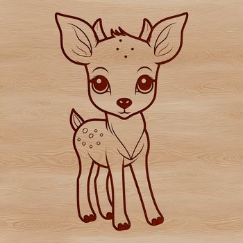 A stylized illustration of a white-tailed doe in a forest setting.