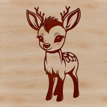 A close-up illustration of a deer's face with gentle features.