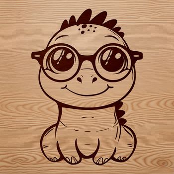 A vector illustration of a cute dinosaur figure in a simplified style.