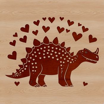 A prehistoric dinosaur design featuring love hearts in a vector format.