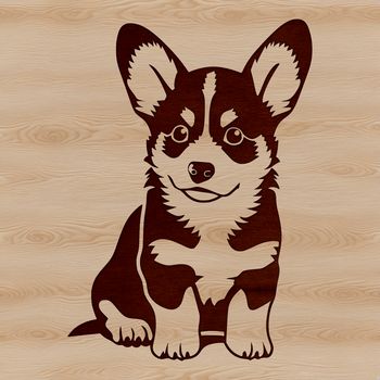 A stylized illustration of a Welsh Corgi sitting, depicted as a vector graphic.