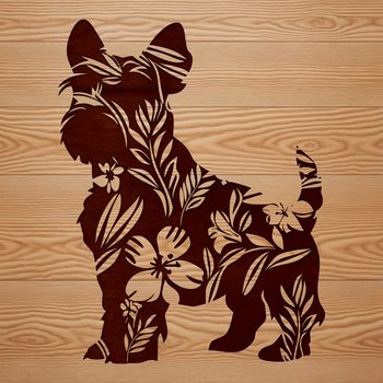 A standing miniature dog breed with a distinctive beard and mustache, suitable as vector art for digital design.