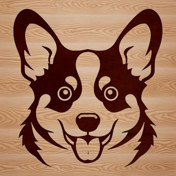 A vector illustration of a Corgi's head, suitable for use in graphic design projects.