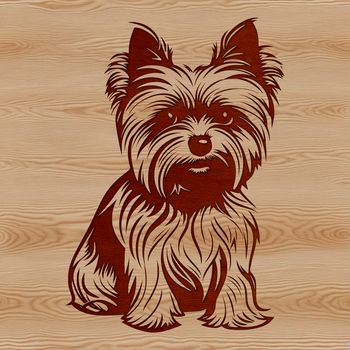 A small breed dog sitting on its haunches, depicted in a detailed vector illustration.