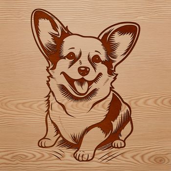 A small dog breed, the corgi, sitting on its hind legs with ears perked up.