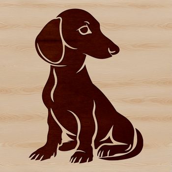 A cartoon-style illustration of a sitting dachshund dog breed.